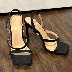 Anne Michelle Black Strappy Heels
